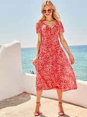 Vestido envelope de malha com estampa de pintas Sosandar - Imagem 4 de 5