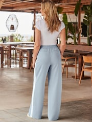 Sosandar Blue Side Stripe Wide Leg Trousers - Image 2 of 4