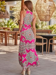Rosa - Vestido longo Sosandar com estampa Print, decote Halter neck Maxi dress - Imagem 2 de 5