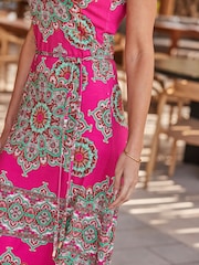 Rosa - Vestido longo Sosandar com estampa Print, decote Halter neck Maxi dress - Imagem 5 de 5