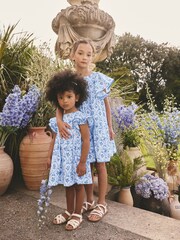 Blue Floral Angel Sleeve Dress (3-16yrs) - Image 2 of 6