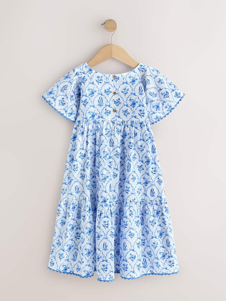 sachin and babi light blue dress Girls Next Blue Floral Angel Sleeve Dress (3-16yrs) 10 Years