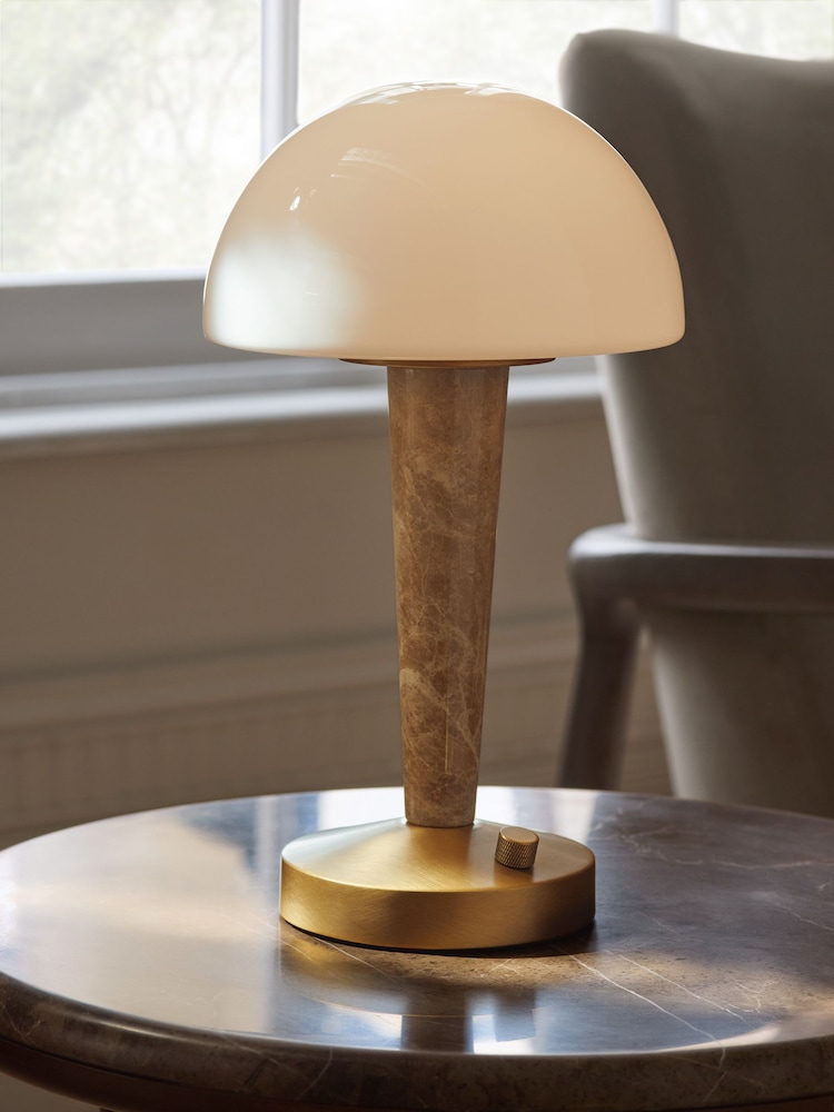 Brass Edgecote Marble Rechargeable Table Lamp - Image 2 of 8