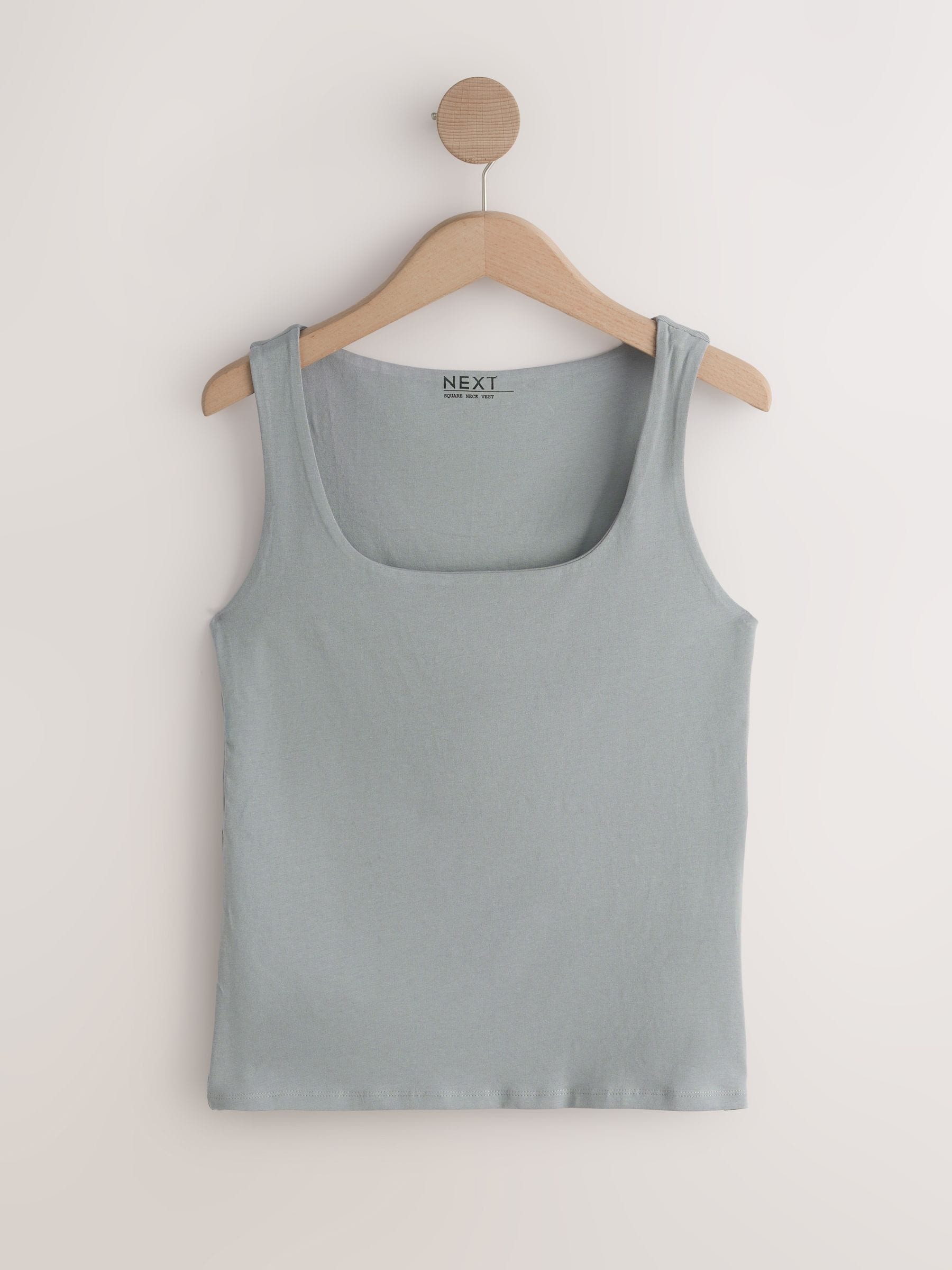 Buy Beige/Grey/Red Square Neck Vest 3 Pack from Next USA