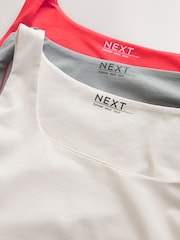 Beige/Grey/Red Square Neck Vest 3 Pack - Image 8 of 9