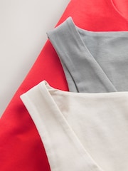 Beige/Grey/Red Square Neck Vest 3 Pack - Image 9 of 9
