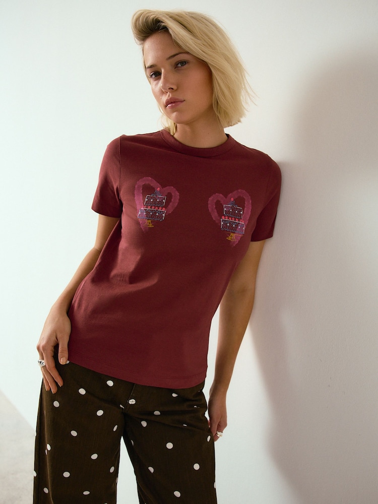 Burgundy Red Hearts and Valentines Essential T-Shrit - Image 1 of 8