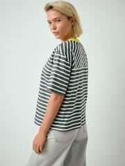 Grey/White Stripe Short Sleeve Graphic Crew Neck T-Shirt - Image 4 of 8