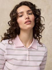 Rosa gestreift - TENCEL™ Lyocell-Top mit tailliertem Schnitt und geripptem Kragen - Bild 4 von 8