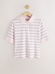 Rosa gestreift - TENCEL™ Lyocell-Top mit tailliertem Schnitt und geripptem Kragen - Bild 6 von 8