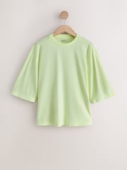 Bright Pink/Yellow/Orange - Elbow Length Crew Neck Cotton T-Shirts 3 Pack - រូបភាព 3 នៃ 12