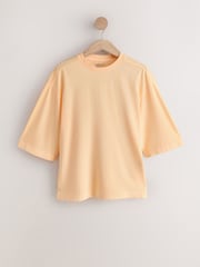Bright Pink/Yellow/Orange - Elbow Length Crew Neck Cotton T-Shirts 3 Pack - រូបភាព 4 នៃ 12