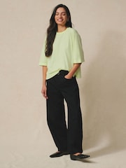 Bright Pink/Yellow/Orange - Elbow Length Crew Neck Cotton T-Shirts 3 Pack - រូបភាព 9 នៃ 12