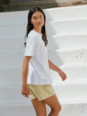 White Cutwork Embroidered - Βαρύ T-Shirt με κοντό μανίκι και κλειστή στρογγυλή λαιμόκοψη - Εικόνα 4 του 8