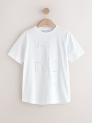 White Cutwork Embroidered - Βαρύ T-Shirt με κοντό μανίκι και κλειστή στρογγυλή λαιμόκοψη - Εικόνα 6 του 8