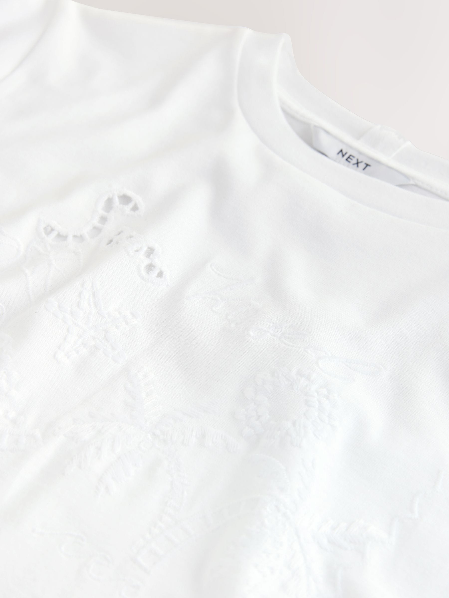 Next：日本 ホワイト カットワーク 刺繍 - 半袖クルーネック