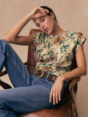 Blommig  - T-shirt med råa sömmar och Kort ärm - Bild 1 av 9