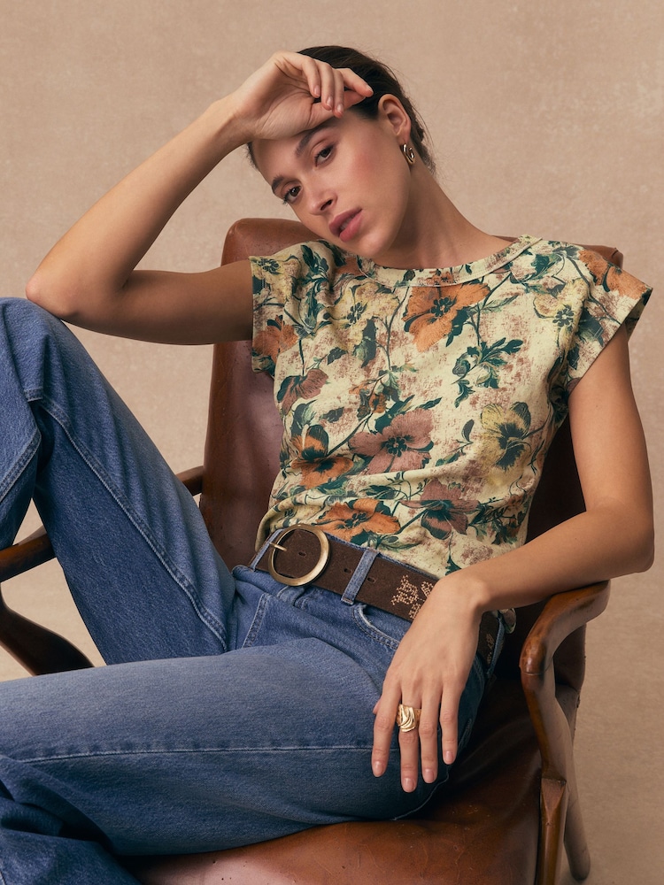 Blommig  - T-shirt med råa sömmar och Kort ärm - Bild 1 av 9