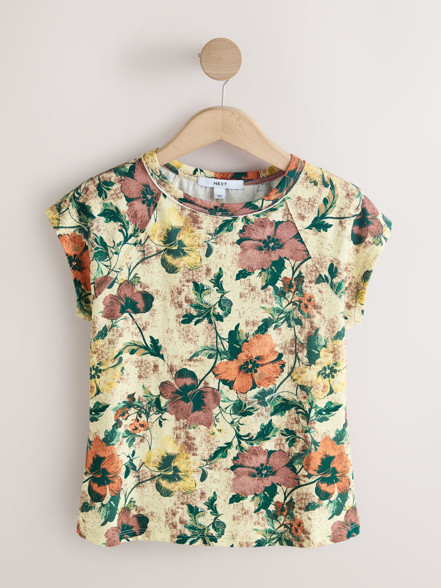 トップス 29 Buy Floral Raw Seam Detail Short Capped Sleeve T-Shirt from Next