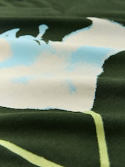 Zielony wzór kwiatowy - Luźna koszulka z bawełny i modalu z dekoltem w szpic - Obraz 7 z 7