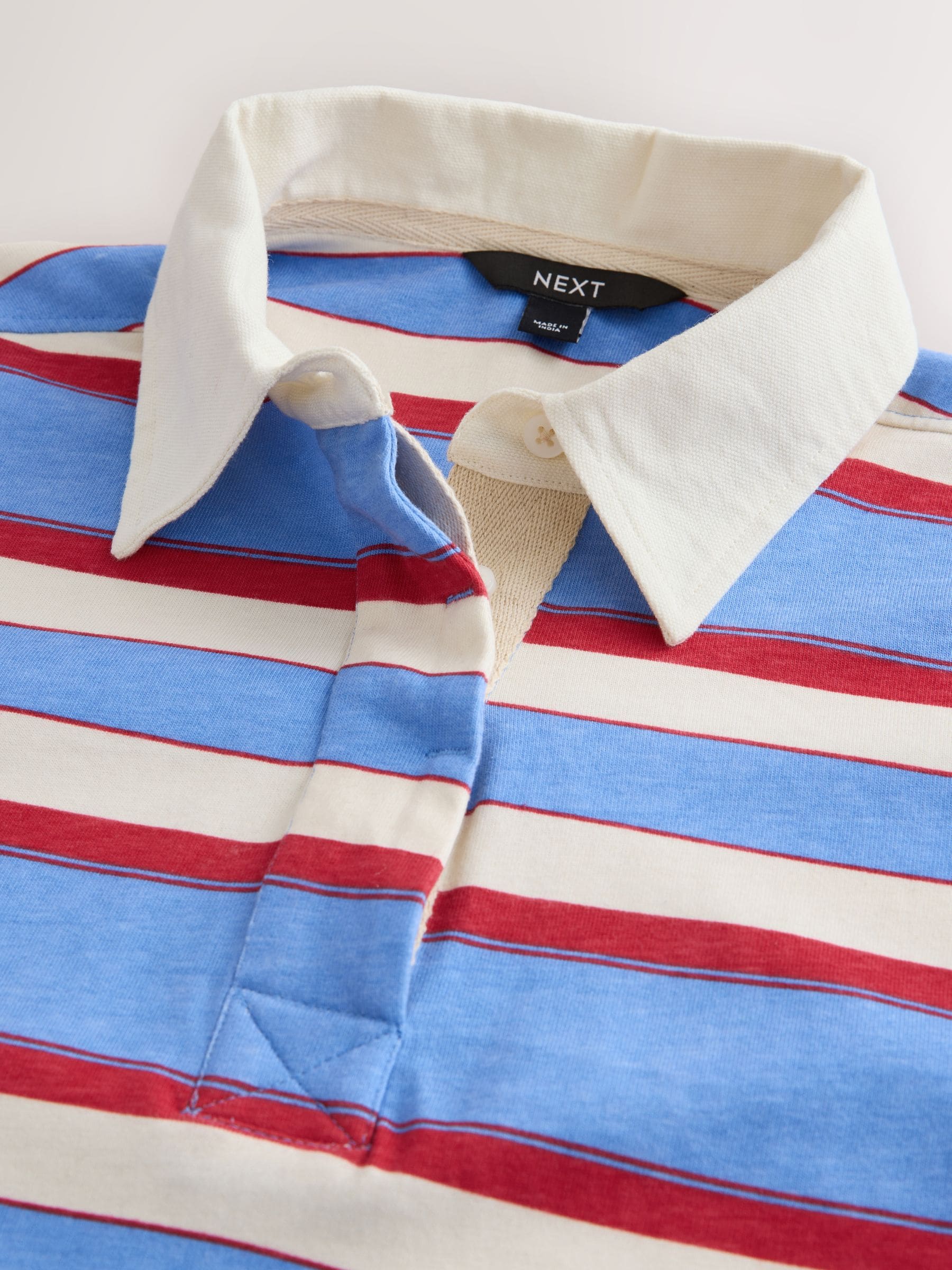 Buy Blue/Red Stripe Collared Long Sleeve Rugby Top from Next USA