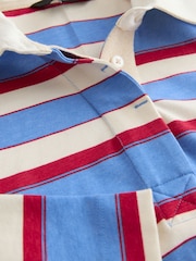 ლურჯი/წითელი ზოლი - Collared Long Sleeve Rugby Top - სურათი 6 7-დან