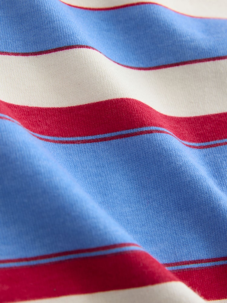 ლურჯი/წითელი ზოლი - Collared Long Sleeve Rugby Top - სურათი 7 7-დან