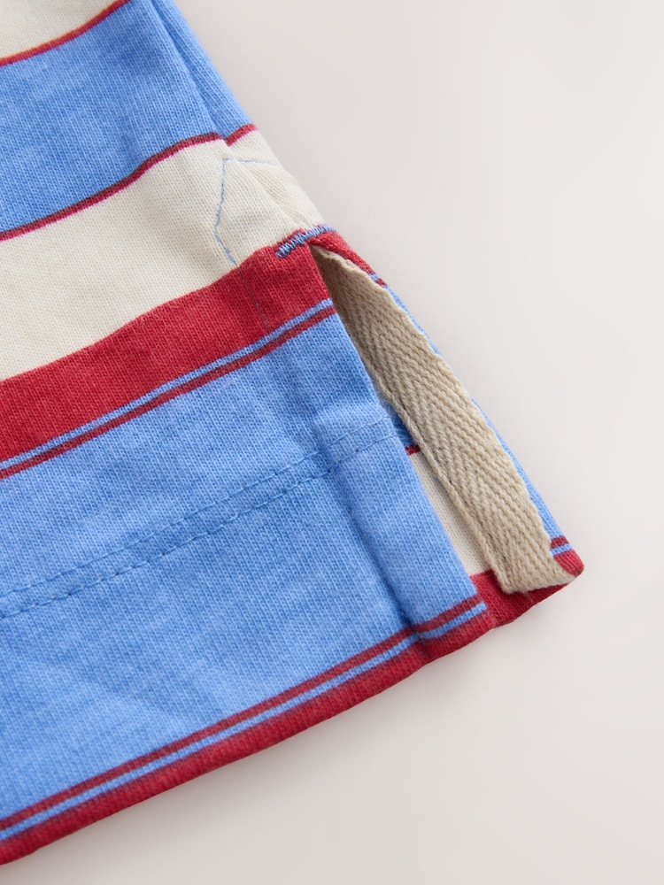 Blue/Red Stripe Collared Long Sleeve Rugby Top - Image 8 of 8