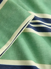 მწვანე/საზღვაო ზოლი - Collared Long Sleeve Rugby Top - სურათი 7 7-დან