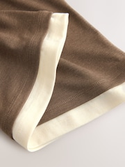 Şokolad Qəhvəyi - Qısa Qollu Çoxqatlı Büzməli Yaxalı Futbolka - 8şəkildən 7 şəkil