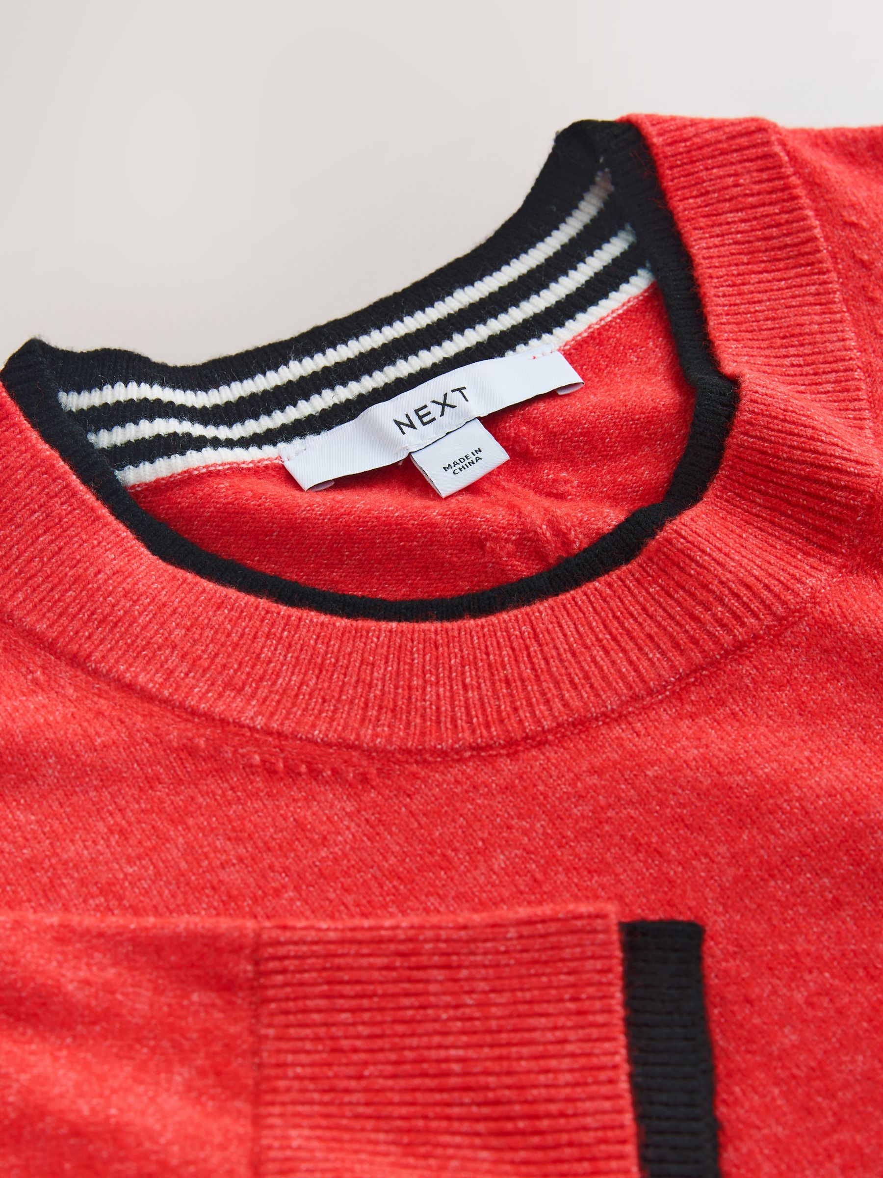 Buy Red/Black Supersoft Double Trim Short Sleeve Knitted Top from