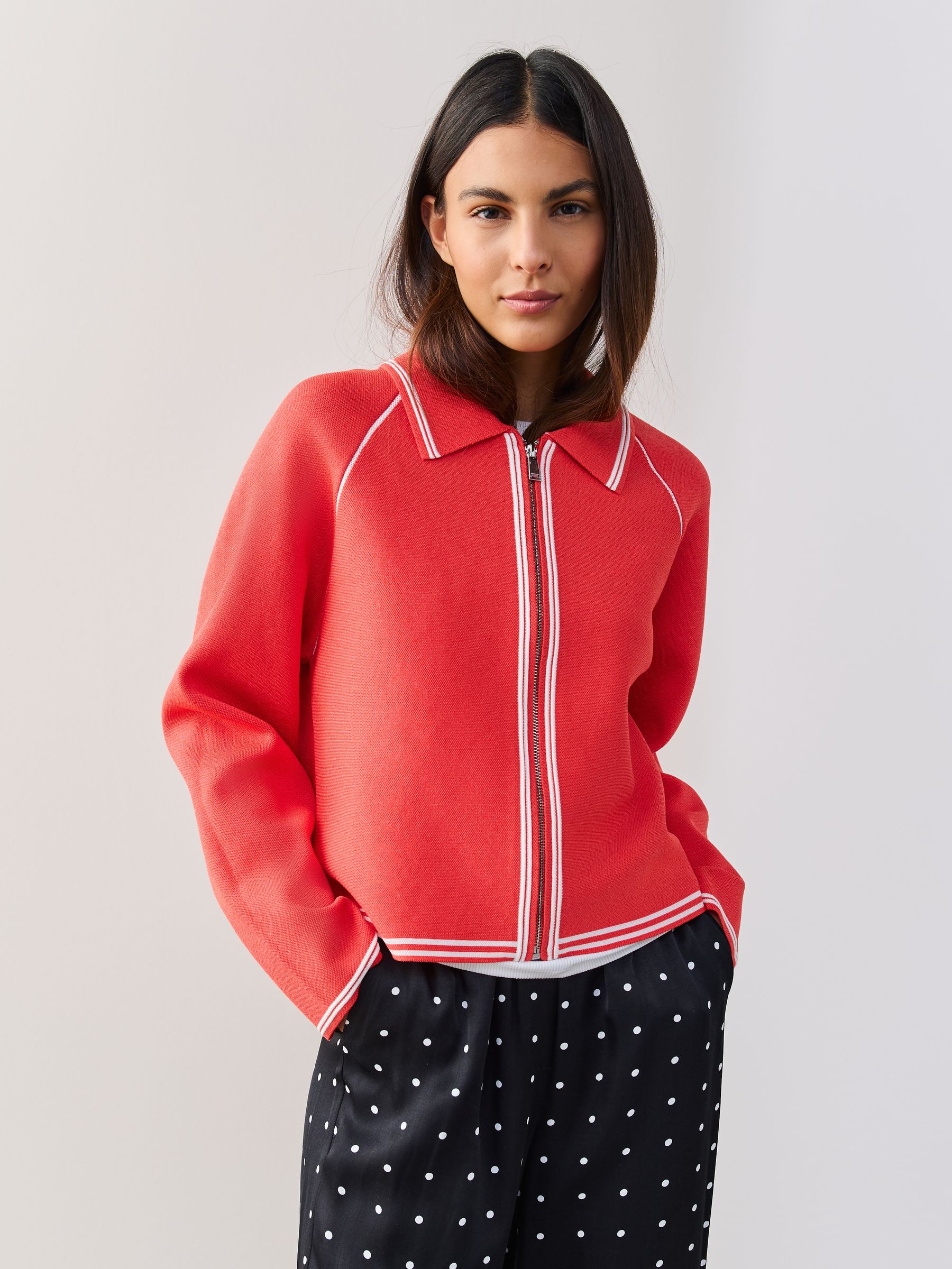 Buy Red Tipped Smart Knit Collared Zip-Up Jacket from the Next UK