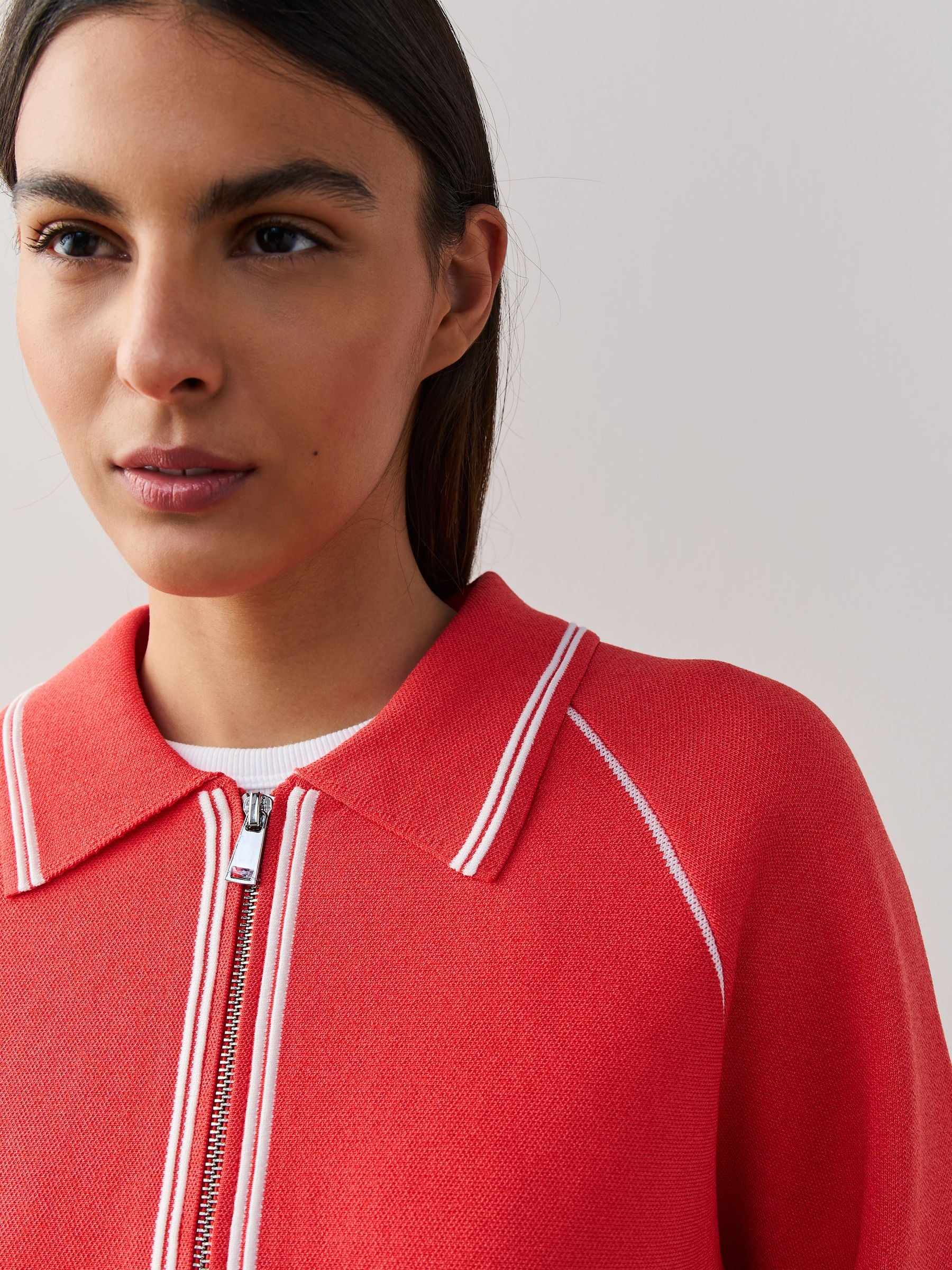 Buy Red Tipped Smart Knit Collared Zip-Up Jacket from the Next UK