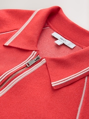 Red Tipped Smart Knit Collared Zip-Up Jacket - Image 6 of 7