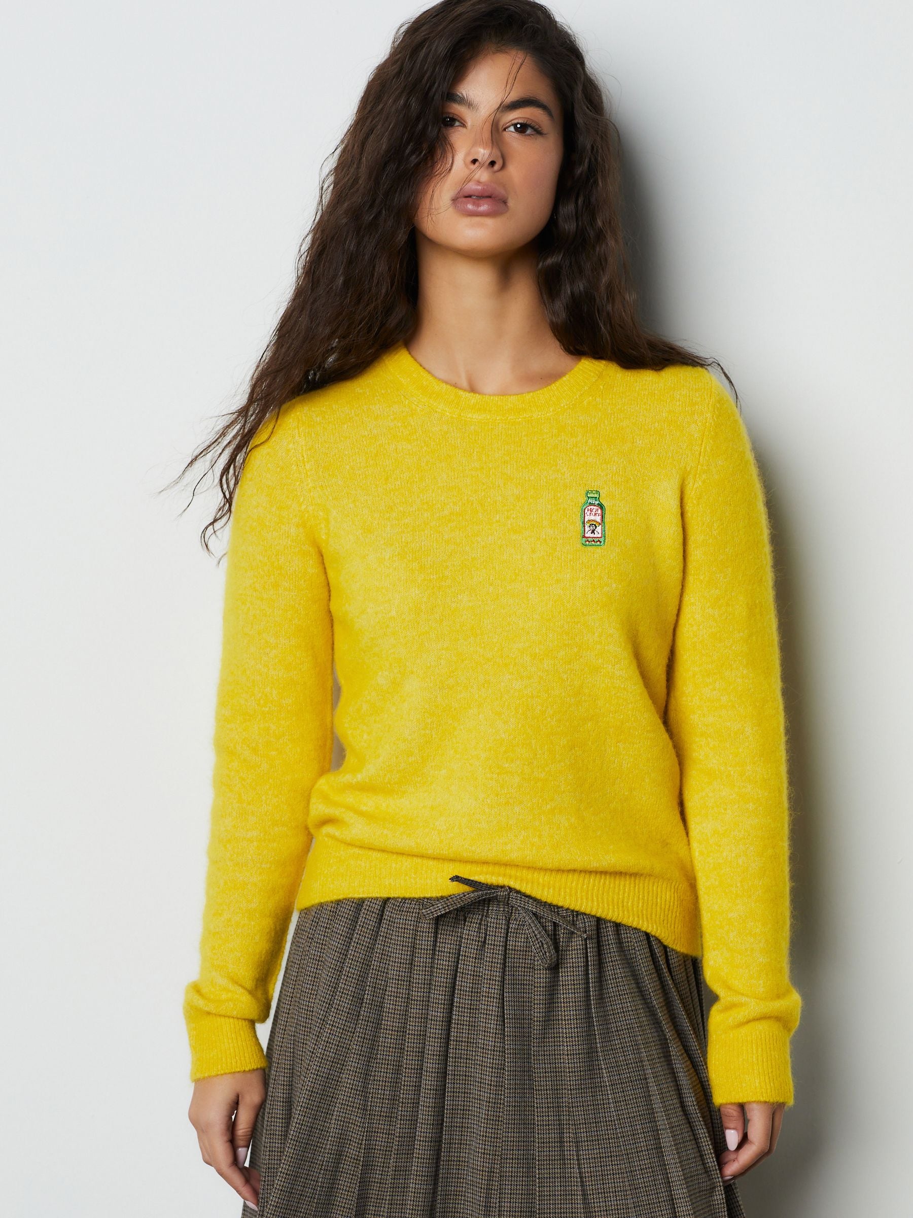 トップス house on the hill L/S Tee yellow flower Buy Bright Yellow Long Sleeve Crew Neck Jumper With Alpaca from