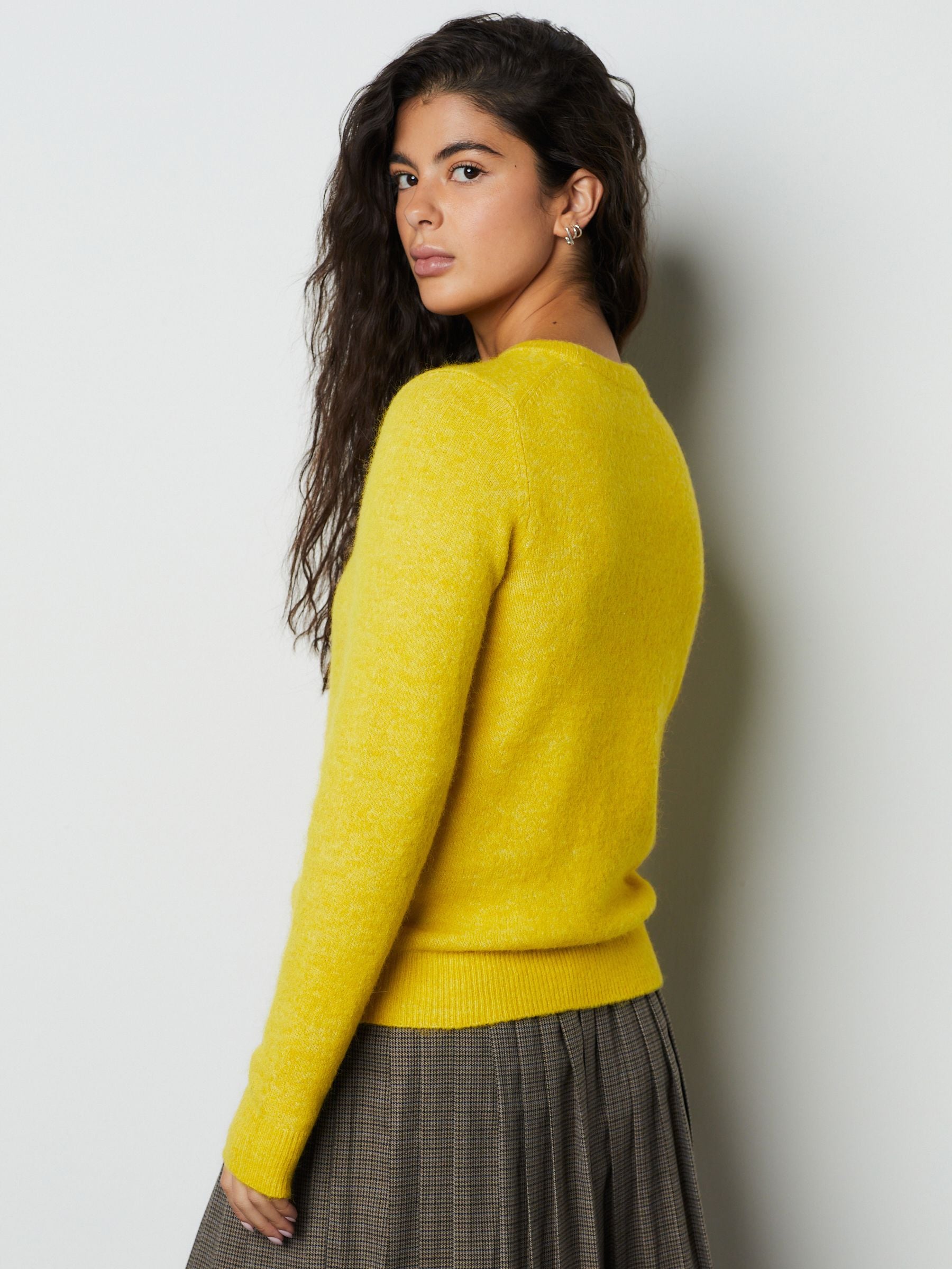 Buy Bright Yellow Long Sleeve Crew Neck Jumper With Alpaca from