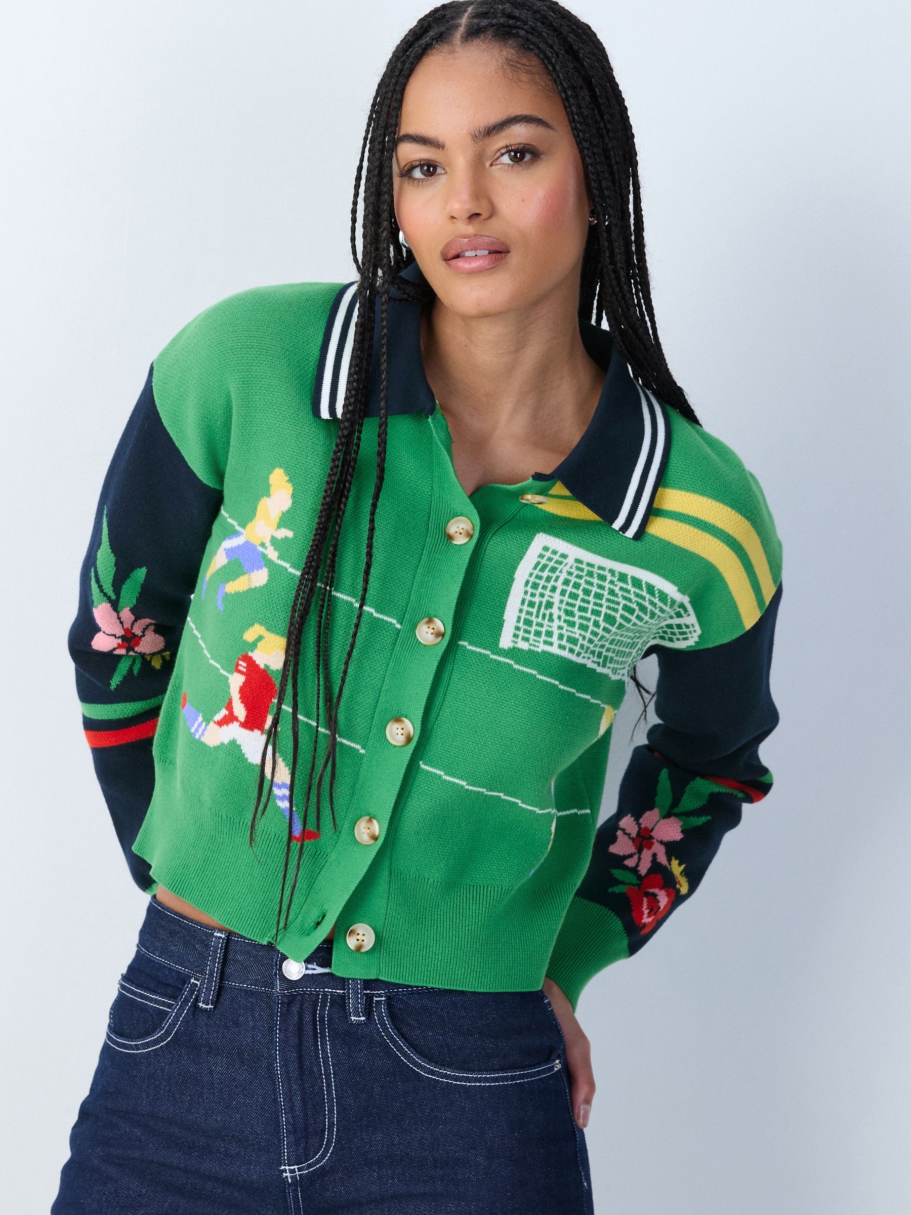 Buy Green/Blue Football Scene Collar Cardigan from Next USA