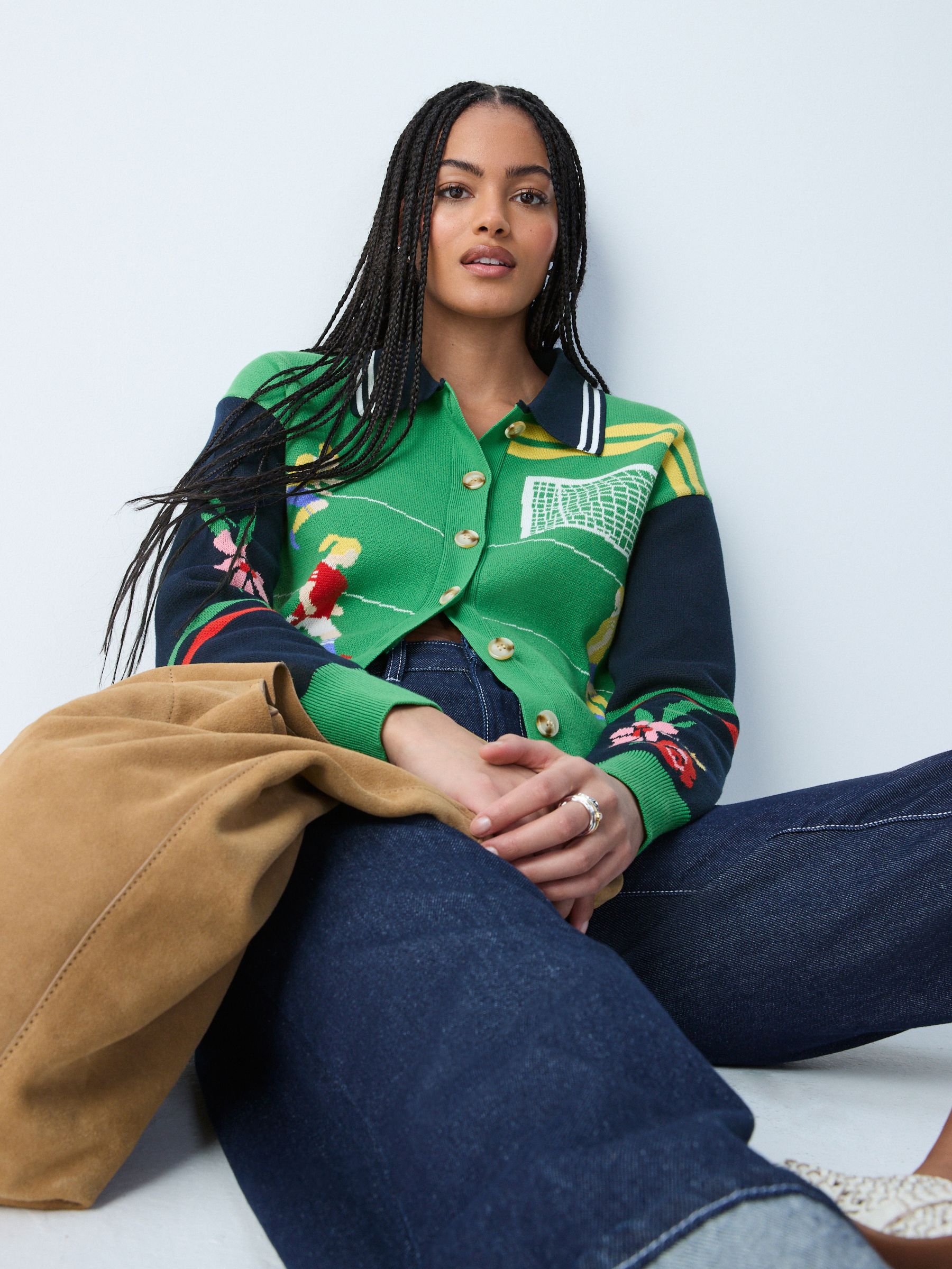 Buy Green/Blue Football Scene Collar Cardigan from Next USA