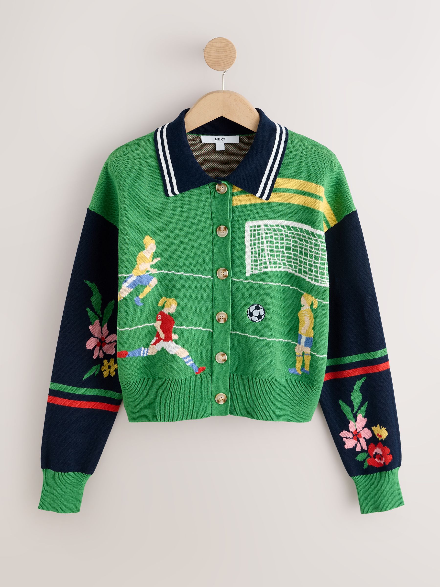 Buy Green/Blue Football Scene Collar Cardigan from Next USA