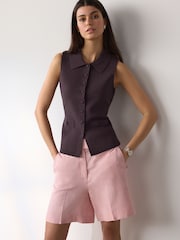 Chocolate Brown Smart Button Up Knitted Waistcoat - Image 1 of 5