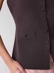 Chocolate Brown Smart Button Up Knitted Waistcoat - Image 5 of 5
