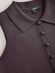 Chocolate Brown Smart Button Up Knitted Waistcoat - Image 7 of 8