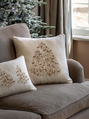 Gallery Home Cream Luxe Embroidered Christmas Tree Cushion - Image 1 of 7
