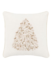 Gallery Home Cream Luxe Embroidered Christmas Tree Cushion - Image 7 of 7