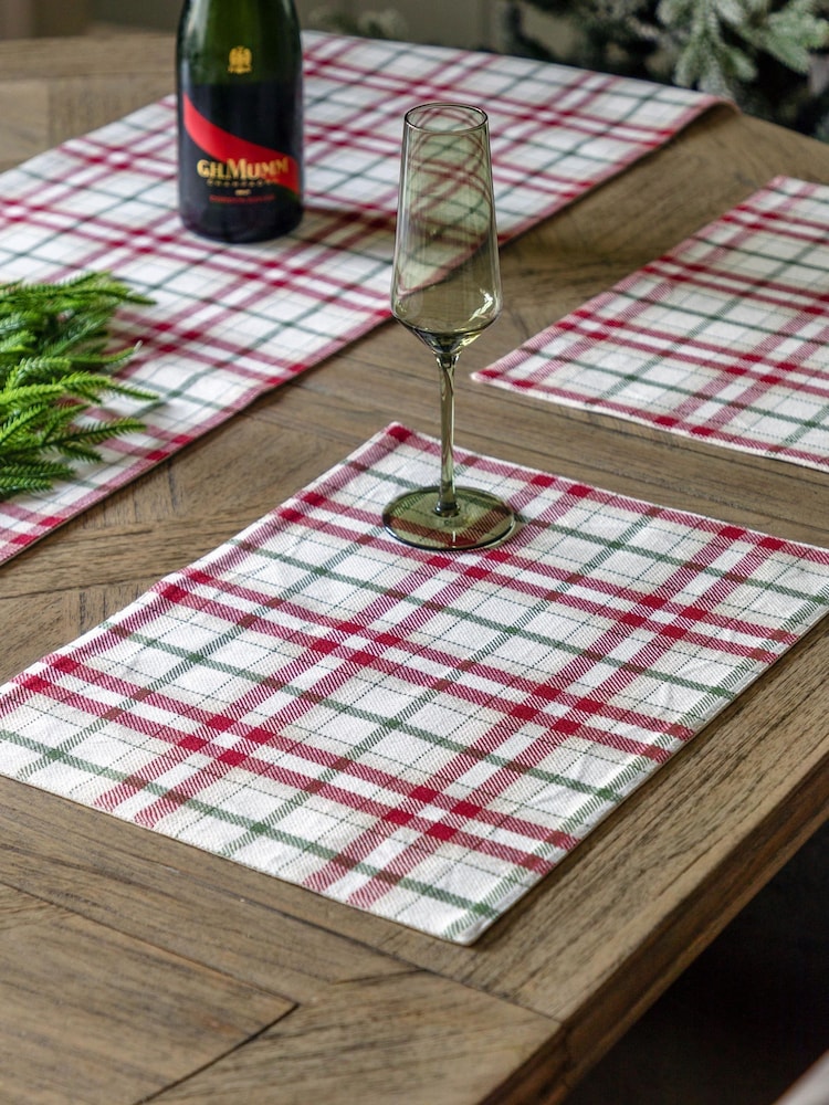 Gallery Home Set of 4 Red Heritage Bow Christmas Printed Placemat - Image 1 of 6