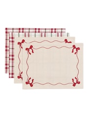 Gallery Home Set of 4 Red Heritage Bow Christmas Printed Placemat - Image 6 of 6