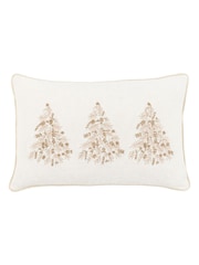 Gallery Home Cream Luxe Embroidered Christmas Tree Trio Cushion - Image 4 of 6