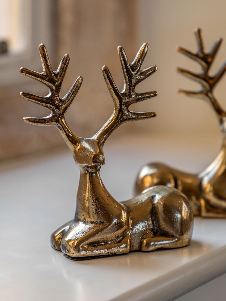 Gallery Home Set of 2 Metal Stag Decorations - Image 2 of 6 Gallery Home Set of 2 Metal Stag Decorations - Image 2 of 6
