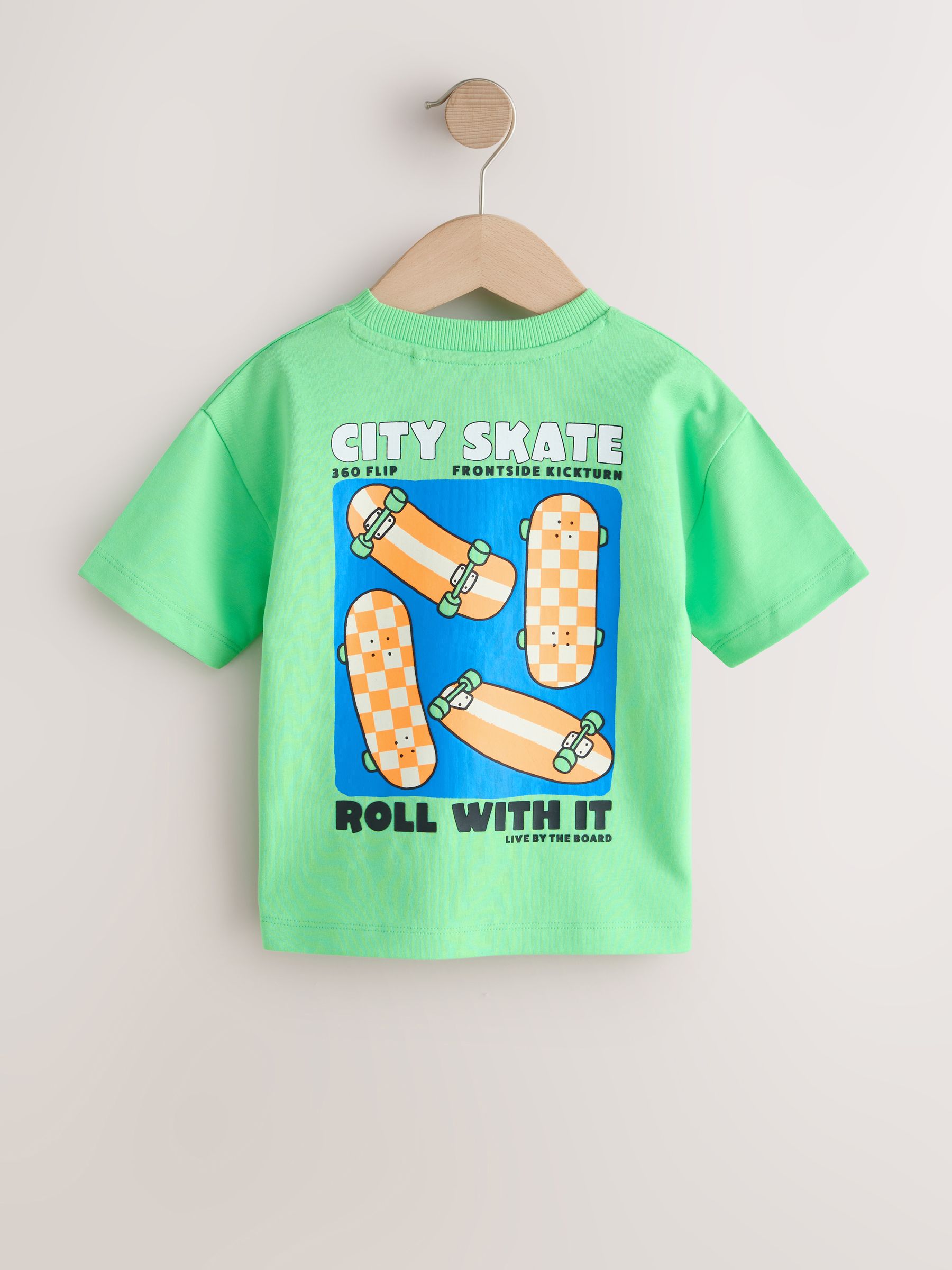 Buy Green Skateboard Short Sleeve Back Print T-Shirt (3mths-7yrs