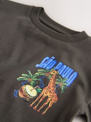 Charcoal Grey Sao Paulo Short Sleeve Back Print T-Shirt (3mths-7yrs) - Image 8 of 9